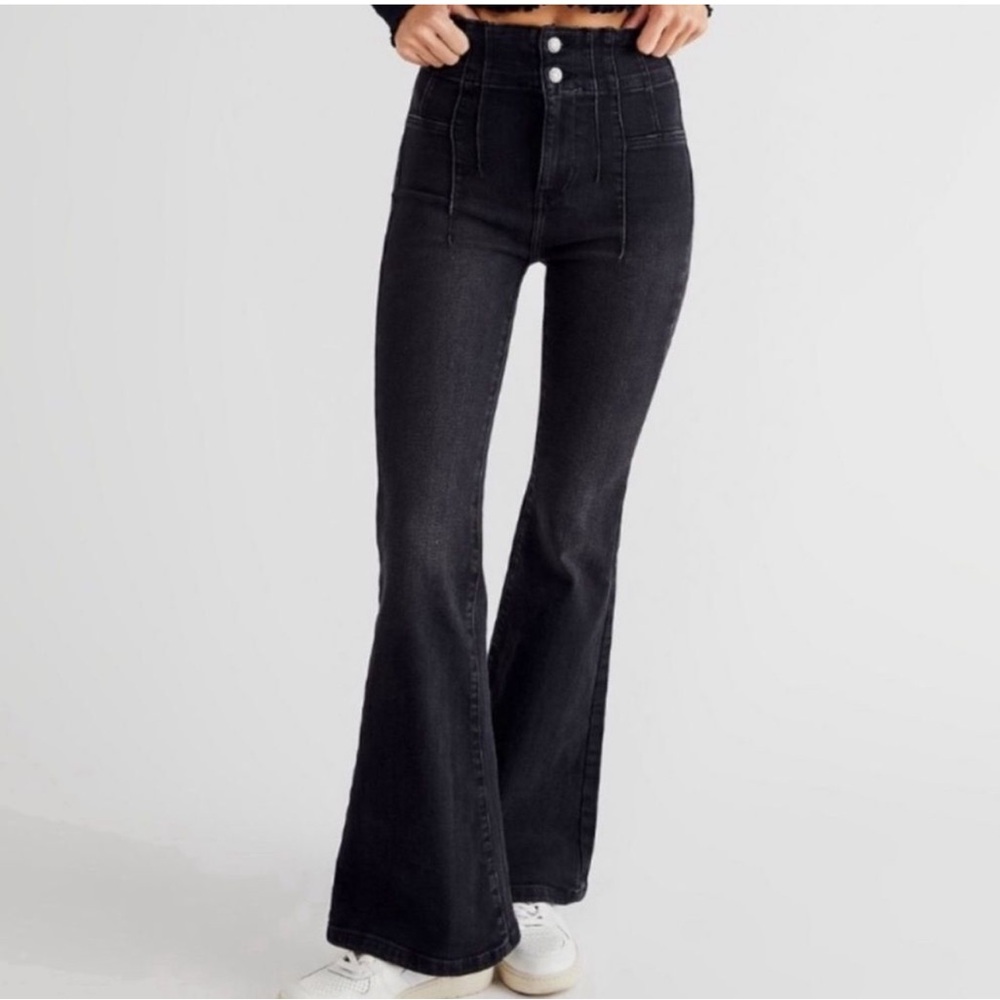Free People High-Rise Black Flare Jeans